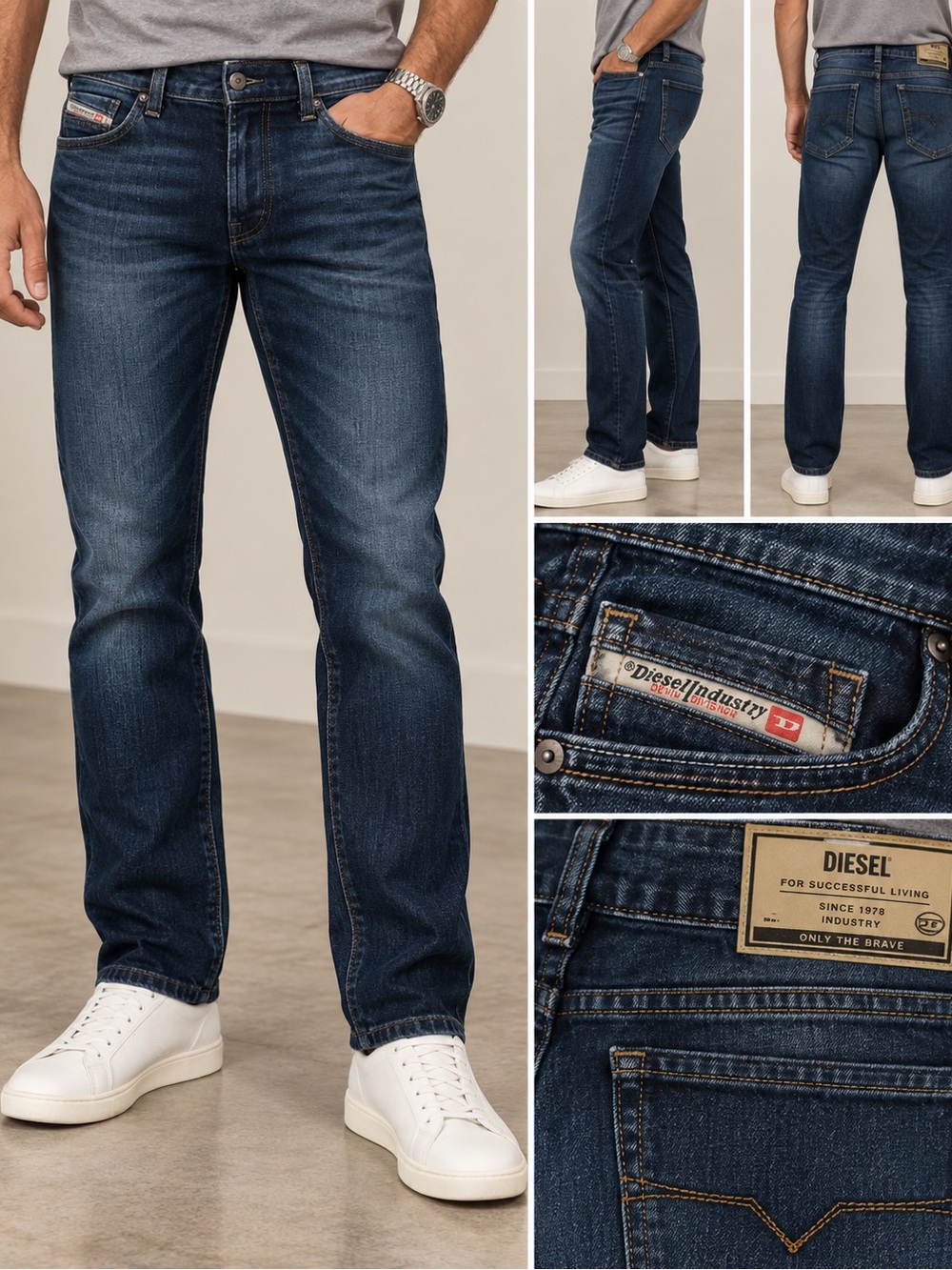 Diesel Men's Indigo Blue Straight Jeans